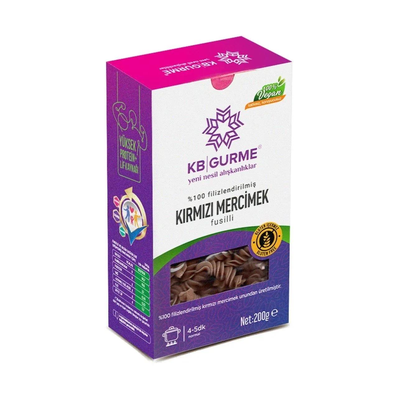 KIRMIZI MERCİMEK MAKARNA FUSİLLİ (KB GURME) 200 GR