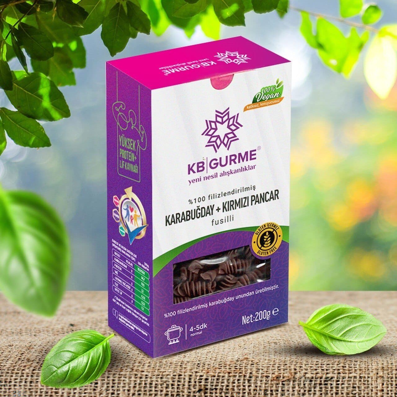 KARABUĞDAY+KIRMIZI PANCAR MAKARNA FUSİLLİ (KB GURME) 200 GR