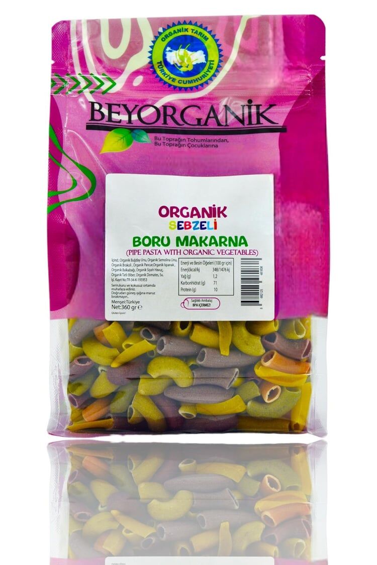 ORGANİK SEBZELİ BORU MAKARNA %35 SEBZELİ (BEYORGANİK) 360 GR