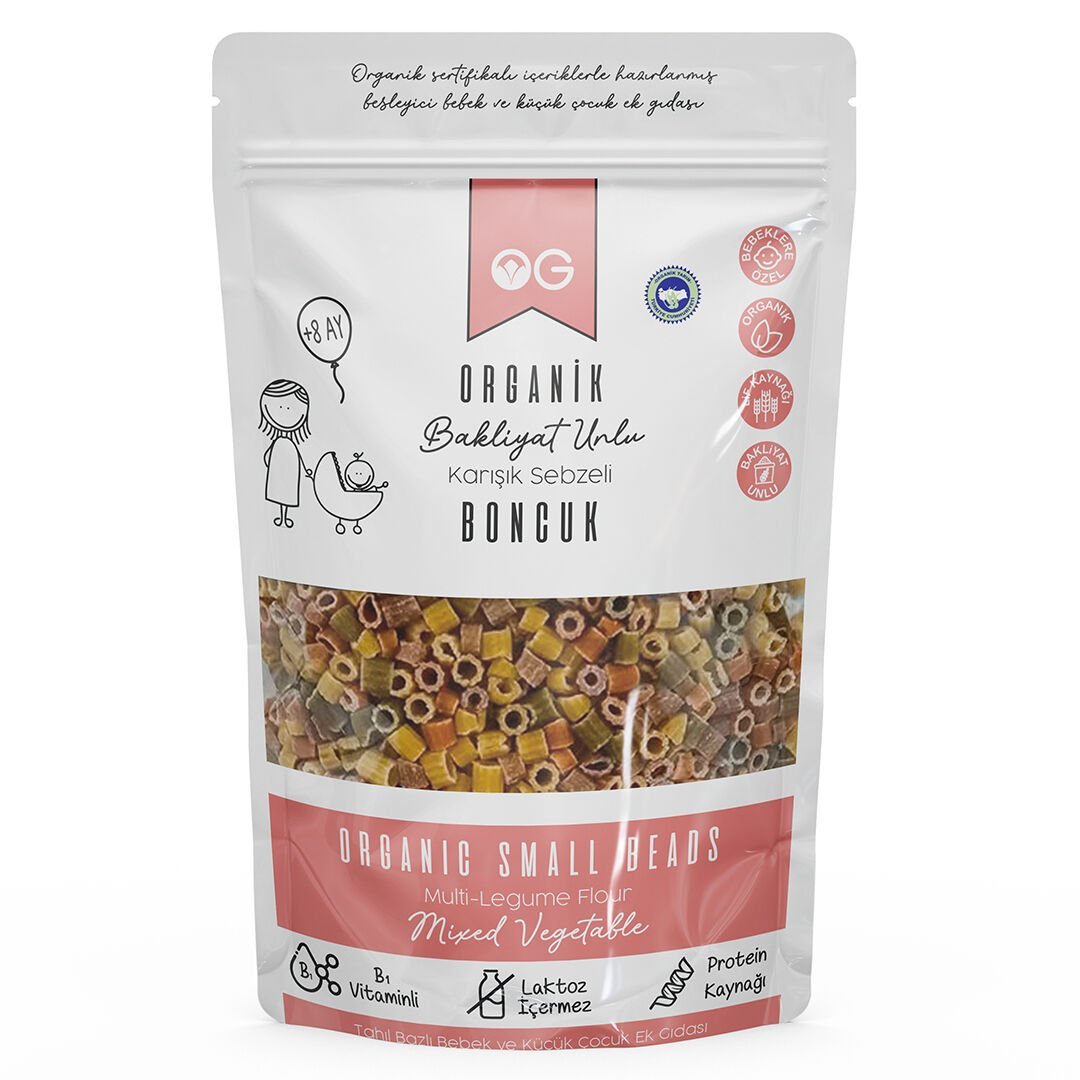 OG ORGANİK BAKLİYAT UNLU KARIŞIK SEBZELİ BONCUK MAKARNA 200 GR