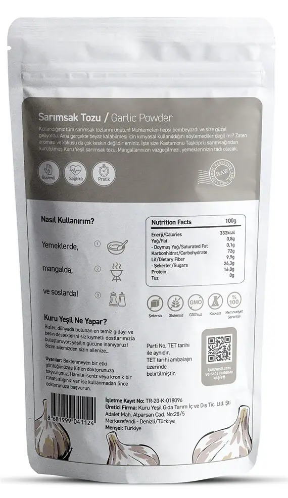 KURU YEŞİL SARIMSAK TOZU 100 GR