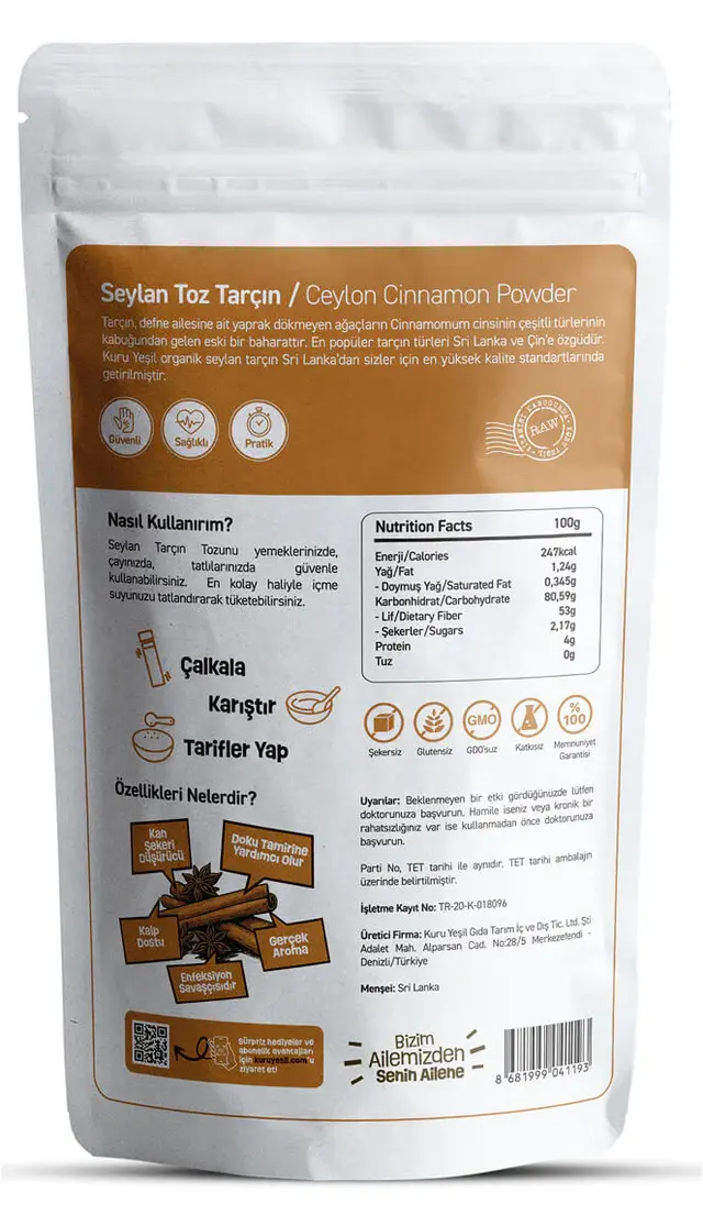 KURU YEŞİL SEYLAN TOZ TARÇIN 50 GR