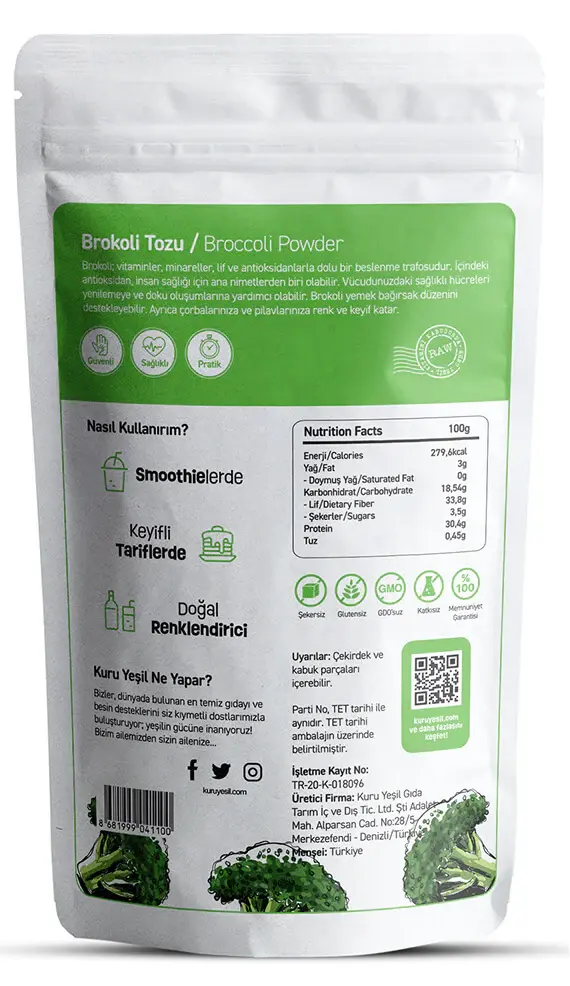 KURU YEŞİL BROKOLİ TOZU 100 GR