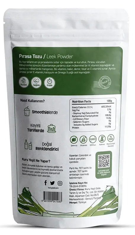 KURU YEŞİL PIRASA TOZU 100 GR