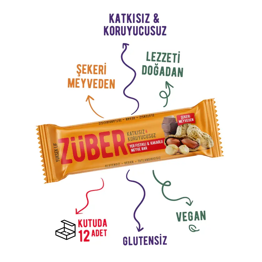 ZÜBER YER FISTIKLI KAKAO MEYVE BAR 40 GR