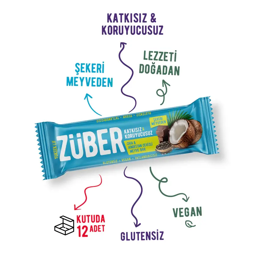 ZÜBER CHİA HİNDİSTAN CEVİZLİ MEYVE BAR 40 GR