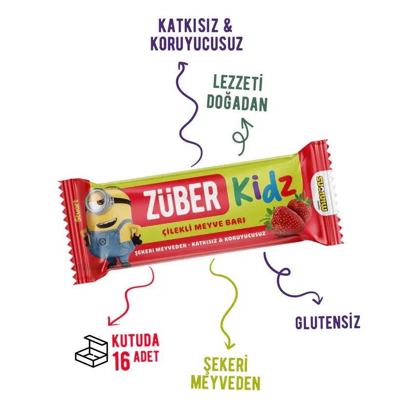 ZÜBER KİDZ ÇİLEKLİ MEYVE BAR 25 GR