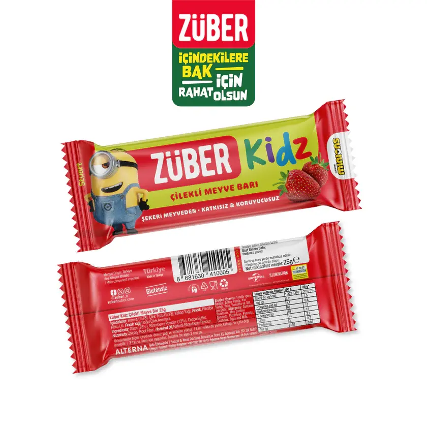 ZÜBER KİDZ ÇİLEKLİ MEYVE BAR 25 GR