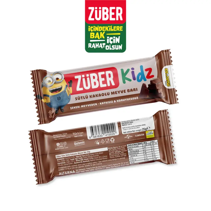 ZÜBER KİDZ KAKAOLU MEYVE BAR 25 GR